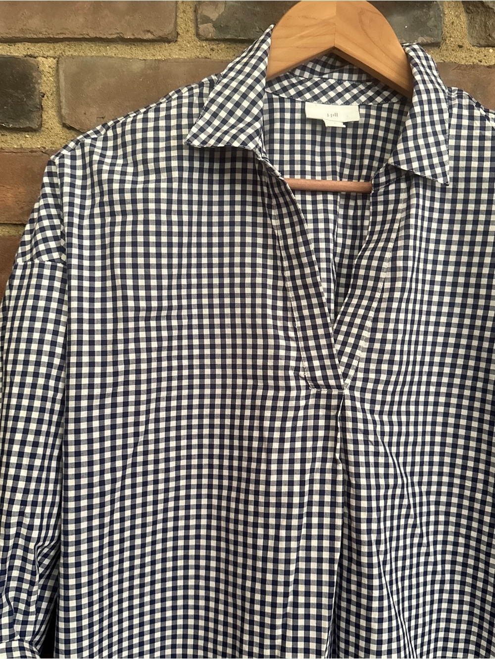 J Jill check v neck popover drop shoulder